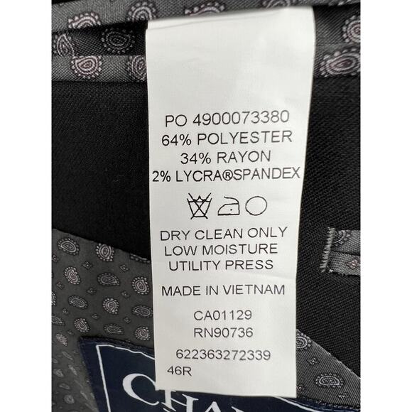 Chaps MENS SIZE 46R Black Performance Series Stretch Single Breast Two Button - Picture 11 of 12
